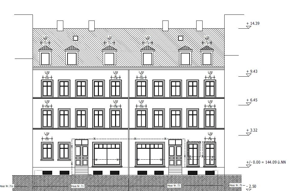 Sanierung und Erweiterung eines denkmalgeschützten Wohn- und Geschäftshauses, Luisenstraße, Wuppertal: Plan bzw. Modell aus der Tragwerksplanung